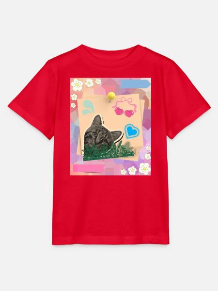 Cat_and_notes_-4500_x_5400_px- - Stanley/Stella Kinder T-Shirt MINI CREATOR - Rot