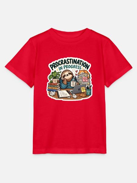 Prokrastination in Progress Cartoon - Stanley/Stella Kinder T-Shirt MINI CREATOR - Rot