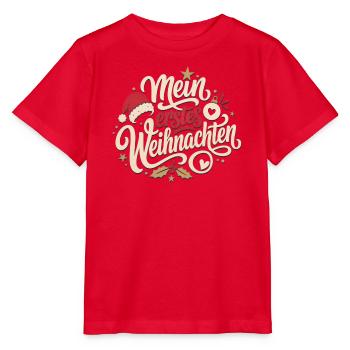 Mein Erstes Weihnachten Schriftzug - Stanley/Stella Kinder T-Shirt MINI CREATOR  - Rot - Vorne - Jaiden (125cm)