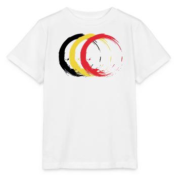 Kreis Bürste Belgien Flagge Fahne Design Farben - Stanley/Stella Kinder T-Shirt MINI CREATOR  - Weiß - Vorne - Maike (125cm)