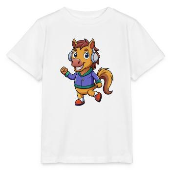 Pferd Lustige Zeichentrickfigur Kopfhörer Musik - Stanley/Stella Kinder T-Shirt MINI CREATOR  - Weiß - Vorne - Maike (125cm)