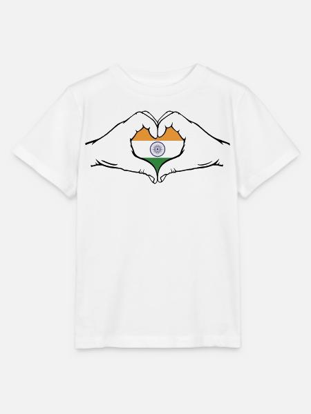 Indien Flagge Herzform - Stanley/Stella Kinder T-Shirt MINI CREATOR - Weiß