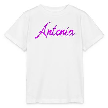 Antonia Neon Script - Stanley/Stella Kinder T-Shirt MINI CREATOR  - Weiß - Vorne - Maike (125cm)