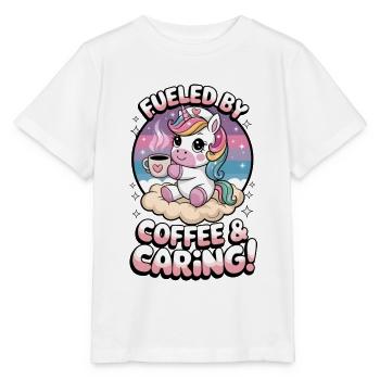 Fueled By Coffee & Caring! - Stanley/Stella MINI CREATOR Kids’ T-Shirt - white - Front - Maike (125cm)