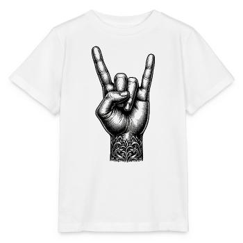 Rock on Hand with Devils Horns - Stanley/Stella MINI CREATOR Kids’ T-Shirt - white - Front - Maike (125cm)