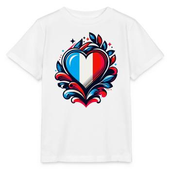 Herz Französische Flagge - Stanley/Stella Kinder T-Shirt MINI CREATOR  - Weiß - Vorne - Maike (125cm)