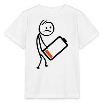 Batterieladegerät. Wiederaufladbarer Akku, niedriger Füllstand - Stanley/Stella Kinder T-Shirt MINI CREATOR  - Weiß - Vorne - Maike (125cm)