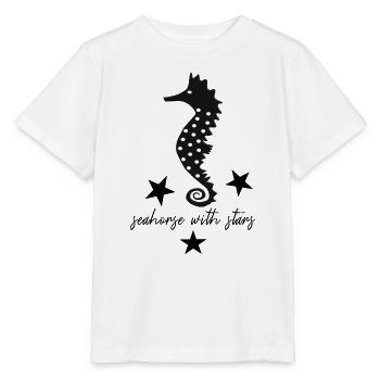schwarzes Seepferd schwarzes Seepferdchen - Stanley/Stella Kinder T-Shirt MINI CREATOR  - Weiß - Vorne - Maike (125cm)
