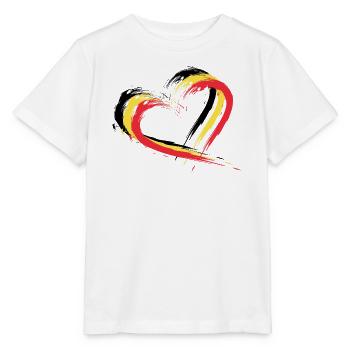 Herz Bürste Flagge Belgien Fahne Design Farben - Stanley/Stella Kinder T-Shirt MINI CREATOR  - Weiß - Vorne - Maike (125cm)