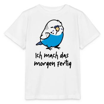 lässiger Wellensittich - Stanley/Stella Kinder T-Shirt MINI CREATOR  - Weiß - Vorne - Maike (125cm)