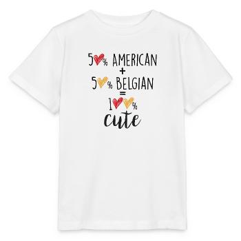 50% American 50% Belgian 100% Cute – Baby & Kids - Stanley/Stella MINI CREATOR Kids’ T-Shirt - white - Front - Maike (125cm)