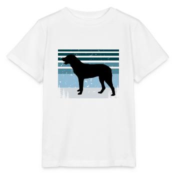 Cao De Castro Laboreiro Hund Silhouette Retro Sonne - Stanley/Stella Kinder T-Shirt MINI CREATOR  - Weiß - Vorne - Maike (125cm)
