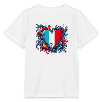 Französisches Vintage-Herz - Stanley/Stella Kinder T-Shirt MINI CREATOR  - Weiß - Vorne - Maike (125cm)