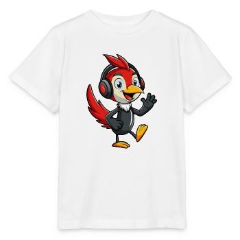 Woodpecker Lustige Zeichentrickfigur Kopfhörermusik - Stanley/Stella Kinder T-Shirt MINI CREATOR  - Weiß - Vorne - Maike (125cm)