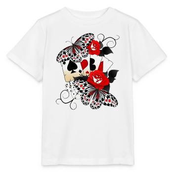 Kartenspiel mit Rosen und Schmetterlingen - Stanley/Stella Kinder T-Shirt MINI CREATOR  - Weiß - Vorne - Maike (125cm)