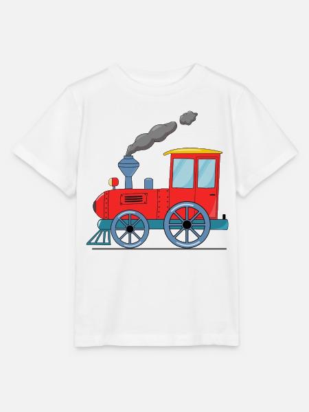 Children's train railway red - Stanley/Stella MINI CREATOR Kids’ T-Shirt - white