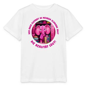 Rosa Elefant in meinem Schrank - Stanley/Stella Kinder T-Shirt MINI CREATOR  - Weiß - Vorne - Maike (125cm)