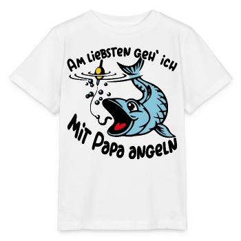 Angeln mit Papa ist das größte Glück - Stanley/Stella Kinder T-Shirt MINI CREATOR  - Weiß - Vorne - Maike (125cm)