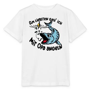 Angeln mit Opa ist das größte Glück - Stanley/Stella Kinder T-Shirt MINI CREATOR  - Weiß - Vorne - Maike (125cm)