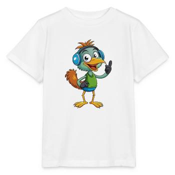 Emu Lustige Zeichentrickfigur Kopfhörermusik - Stanley/Stella Kinder T-Shirt MINI CREATOR  - Weiß - Vorne - Maike (125cm)