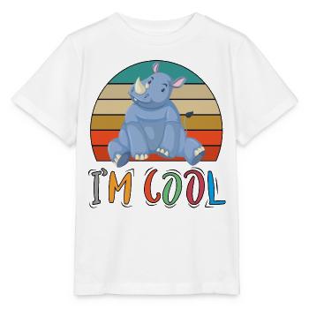 Baby Kind Tiere Cool Retro Nashorn - Stanley/Stella Kinder T-Shirt MINI CREATOR  - Weiß - Vorne - Maike (125cm)