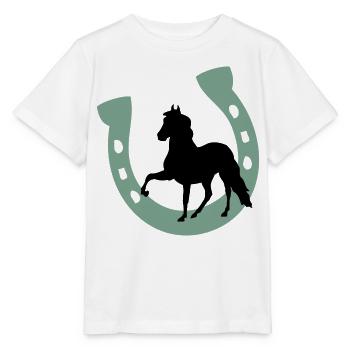 Baby Kind Pferd Hufeisen Einhorn Pony - Stanley/Stella Kinder T-Shirt MINI CREATOR  - Weiß - Vorne - Maike (125cm)