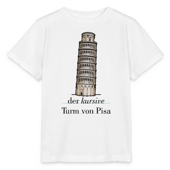 the cursive tower of Pisa - crooked versus italic - Stanley/Stella MINI CREATOR Kids’ T-Shirt - white - Front - Maike (125cm)