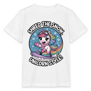 Shredde den Schnee im Unicorn-Stil! - Stanley/Stella Kinder T-Shirt MINI CREATOR  - Weiß - Vorne - Maike (125cm)