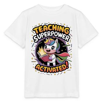 Teaching Superpower Activated! - Stanley/Stella MINI CREATOR Kids’ T-Shirt - white - Front - Maike (125cm)