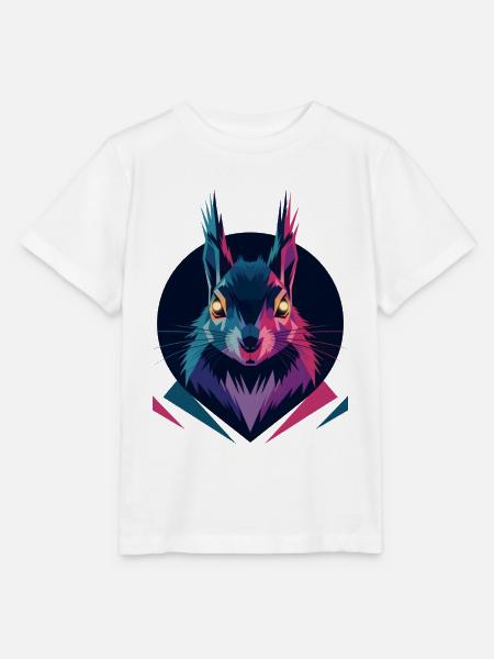 Écureuil low-poly - T-shirt bio MINI CREATOR Stanley/Stella Enfant - blanc