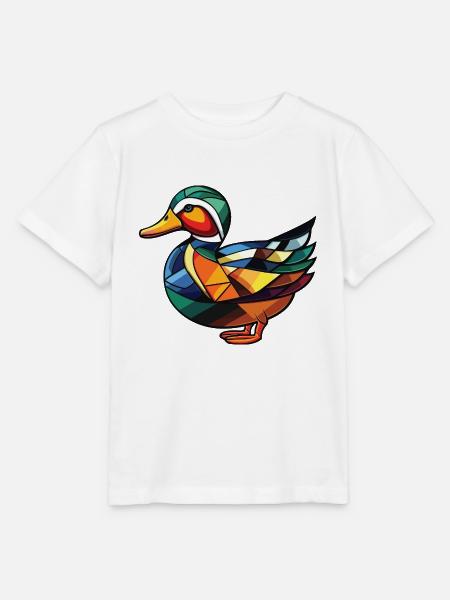 Mandarinenten-bunte Aquarell-Tierkarikatur - Stanley/Stella Kinder T-Shirt MINI CREATOR  - Weiß