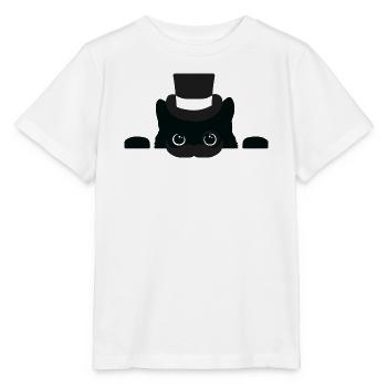 Top Hut Katze Monokel - Stanley/Stella Kinder T-Shirt MINI CREATOR  - Weiß - Vorne - Maike (125cm)