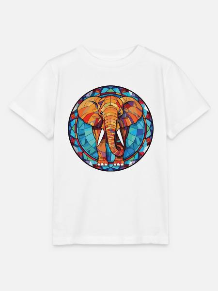 Elefant Bunte Aquarell-Tierillustration - Stanley/Stella Kinder T-Shirt MINI CREATOR  - Weiß