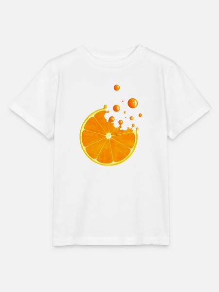 Saftige Orangenscheibe mit Spritzern - Stanley/Stella Kinder T-Shirt MINI CREATOR - Weiß