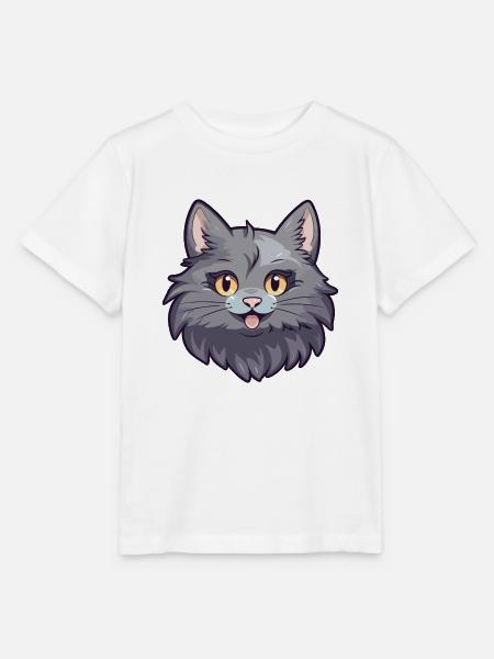 Nebelung Katze Karikatur Aquarell Illustration - Stanley/Stella Kinder T-Shirt MINI CREATOR  - Weiß