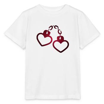 Handschelle Herz - Stanley/Stella Kinder T-Shirt MINI CREATOR  - Weiß - Vorne - Maike (125cm)
