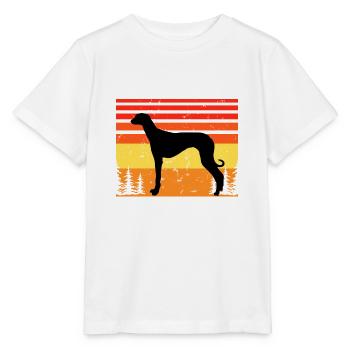 Alter kroatischer Windhund Hund Silhouette Retro Sonne - Stanley/Stella Kinder T-Shirt MINI CREATOR  - Weiß - Vorne - Maike (125cm)