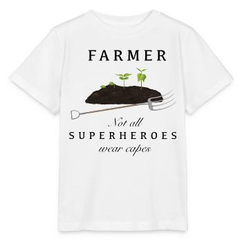 Farmer - Not all Superheroes wear Capes - Stanley/Stella Kinder T-Shirt MINI CREATOR  - Weiß - Vorne - Maike (125cm)