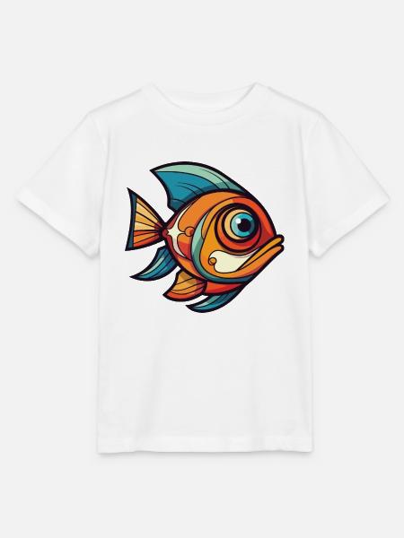 Fisch Buntes Aquarell Tier Haustier Illustration - Stanley/Stella Kinder T-Shirt MINI CREATOR - Weiß