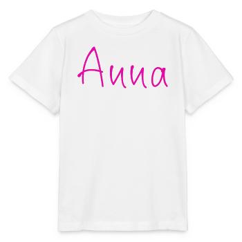 Anna Kalligrafie Neonpink - Stanley/Stella Kinder T-Shirt MINI CREATOR  - Weiß - Vorne - Maike (125cm)