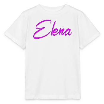 Elena Neon Pink Script - Stanley/Stella Kinder T-Shirt MINI CREATOR  - Weiß - Vorne - Maike (125cm)