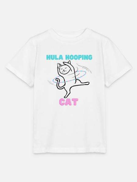Hula Hooping Katze - Funny Dance Kitty - Stanley/Stella Kinder T-Shirt MINI CREATOR - Weiß