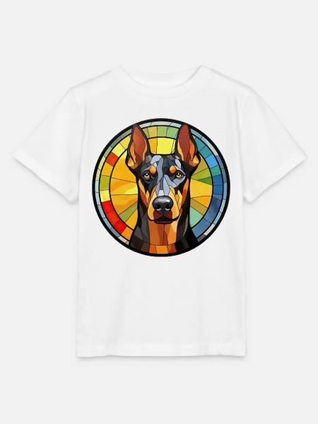 Dobermann Pinscher Hunderasse Aquarellglas - Stanley/Stella Kinder T-Shirt MINI CREATOR  - Weiß