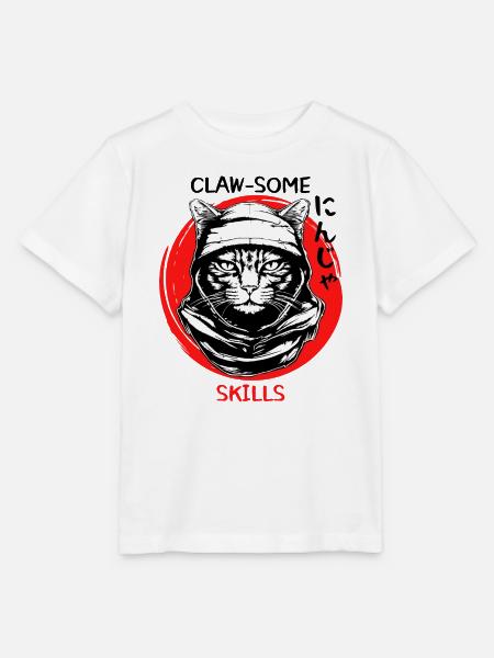Ninja Cat - Stanley/Stella Kinder T-Shirt MINI CREATOR  - Weiß