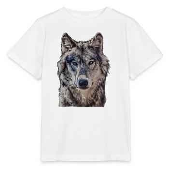 Wolfkopf von vorne - Stanley/Stella Kinder T-Shirt MINI CREATOR  - Weiß - Vorne - Maike (125cm)