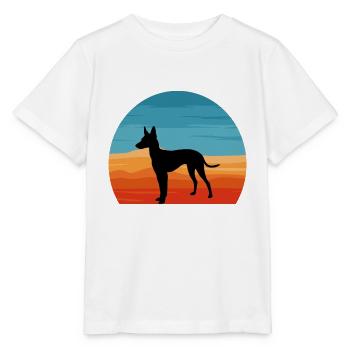 Cirneco Dell Etna Hund Liebe Silhouette Retro Sonnenuntergang - Stanley/Stella Kinder T-Shirt MINI CREATOR  - Weiß - Vorne - Maike (125cm)