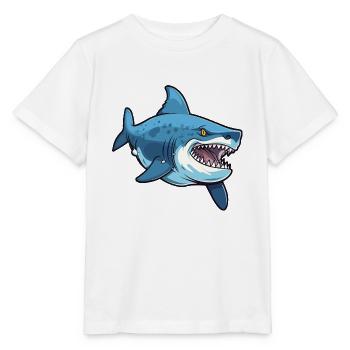 Tigerhai-Karikatur-Kawaii-Aquarellillustration - Stanley/Stella Kinder T-Shirt MINI CREATOR  - Weiß - Vorne - Maike (125cm)