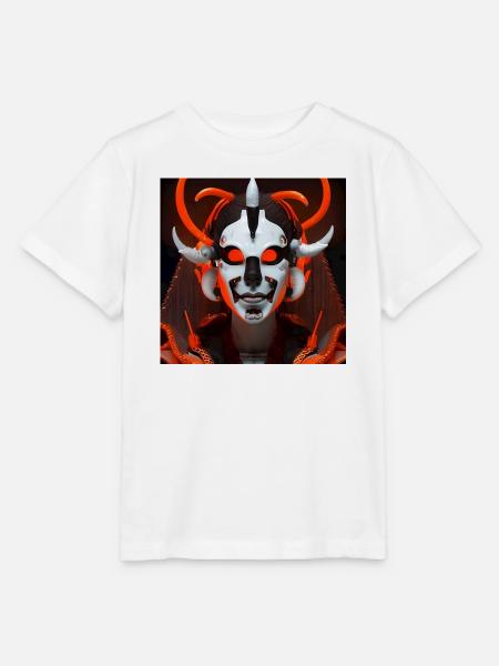 Neon Dämonenmaske Cyberlook - Stanley/Stella Kinder T-Shirt MINI CREATOR  - Weiß