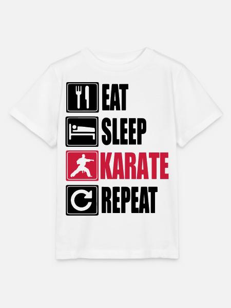 Eat Sleep Karate Repeat - Stanley/Stella Kinder T-Shirt MINI CREATOR  - Weiß