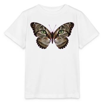 Schmetterlingskatzengrüne Augen - Stanley/Stella Kinder T-Shirt MINI CREATOR  - Weiß - Vorne - Maike (125cm)